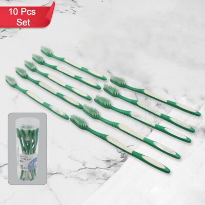 PlasticÂ Toothbrush With Plastic Round Box for Men and Women, Kids, AdultsÂ Plastic Toothbrush (10 pcs Set)Â 