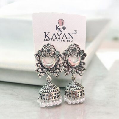 Golden Silver Long Jhumka Earrings